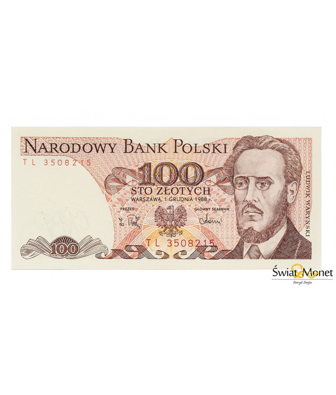 100 zł Ludwik Waryński 1988 seria TL UNC